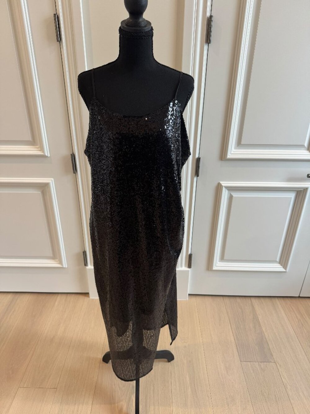 Open Edit Black Sequin Slip Dress Size XL